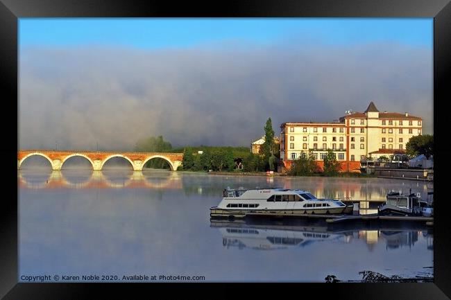 Fog on the river Tarn in South West of France in M Framed Print by Karen Noble