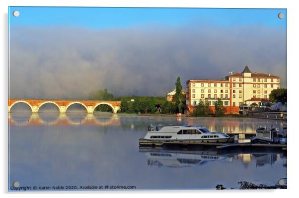 Fog on the river Tarn in South West of France in M Acrylic by Karen Noble