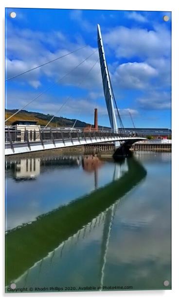 The Sail Bridge, Swansea Acrylic by Rhodri Phillips