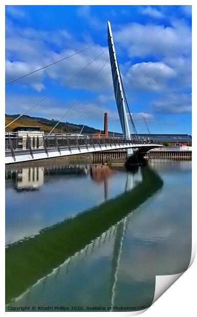 The Sail Bridge, Swansea Print by Rhodri Phillips