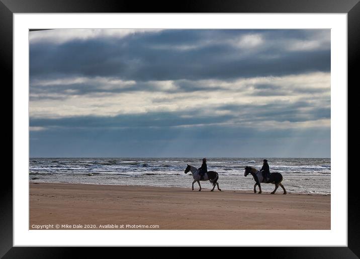 Horseriders on a Winter Beach Framed Mounted Print by Mike Dale