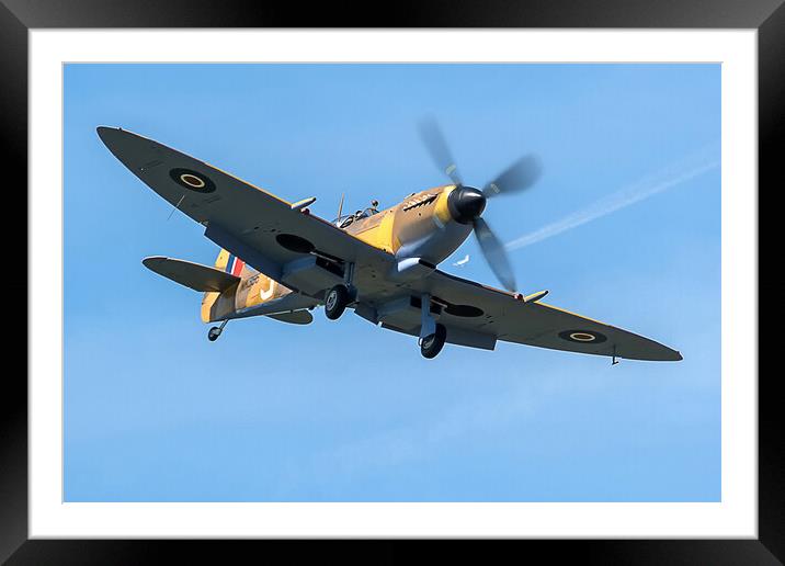 Pure Luck Spitfire coming in to land Framed Mounted Print by David Stanforth