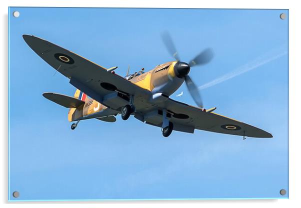Pure Luck Spitfire coming in to land Acrylic by David Stanforth
