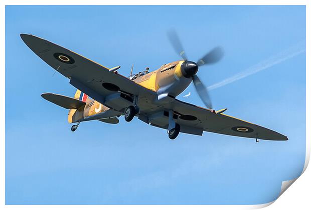 Pure Luck Spitfire coming in to land Print by David Stanforth