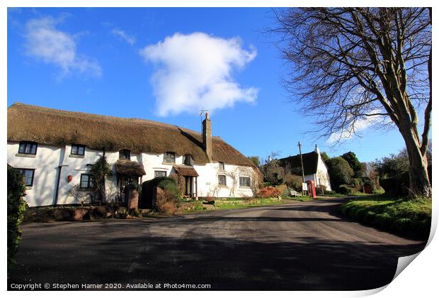 Devon Thatched Cottages Print by Stephen Hamer