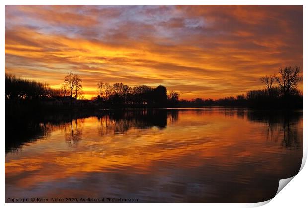 Early morning sunrise on the riverTarn in South We Print by Karen Noble