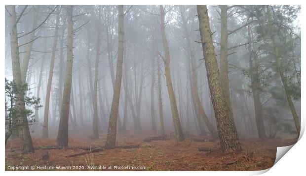 Misty forest Print by Heidi de Wavrin