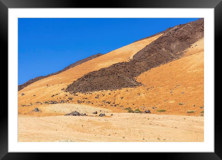 Lava flow, blue sky abstract Tenerife Framed Mounted Print by Phil Crean
