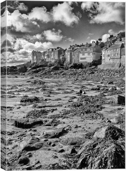 St.Ives Beach at low tide. Cornwall. Canvas Print by Peter Bolton