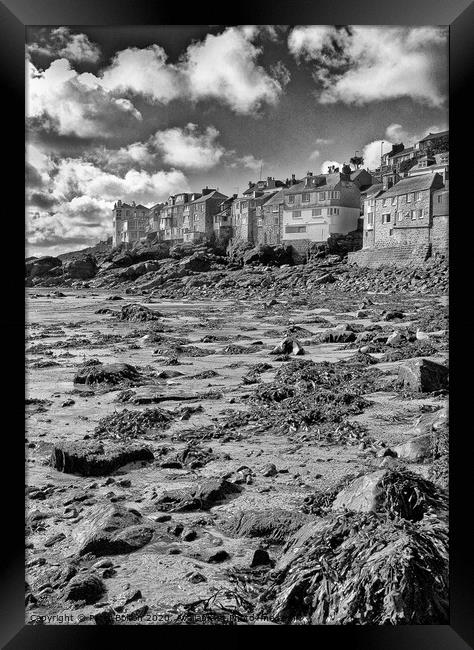 St.Ives Beach at low tide. Cornwall. Framed Print by Peter Bolton