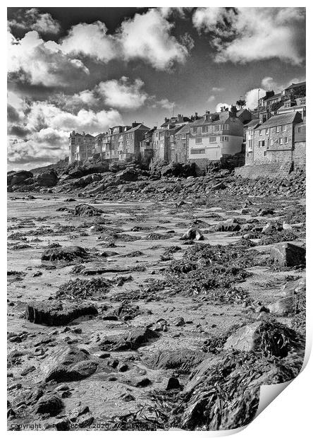 St.Ives Beach at low tide. Cornwall. Print by Peter Bolton