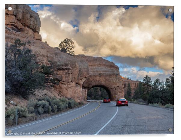 Red Arch road tunnel on the way to Bryce Canyon National Park, Utah Acrylic by Frank Bach