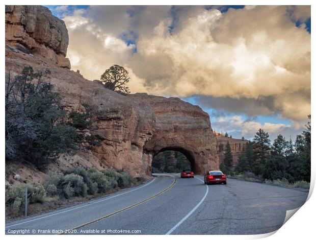 Red Arch road tunnel on the way to Bryce Canyon National Park, Utah Print by Frank Bach