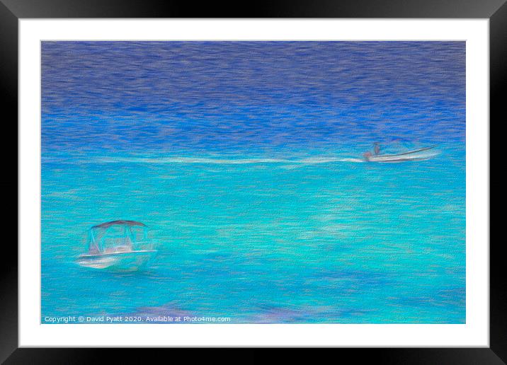 Barbados Aqua Art Framed Mounted Print by David Pyatt