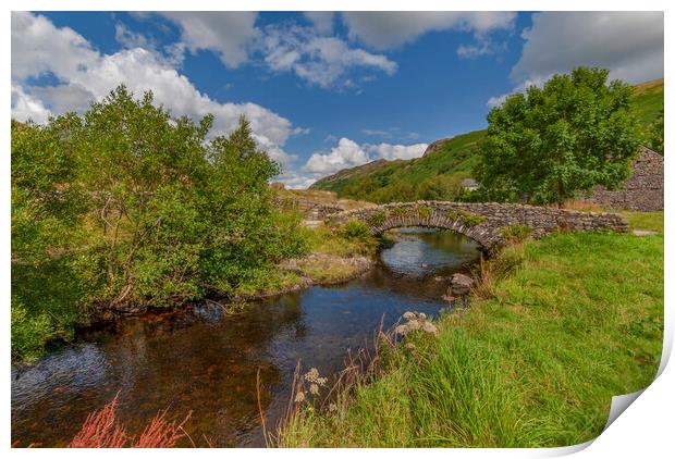 Watendlath packhorse bridge  Cumbria Print by Eddie John