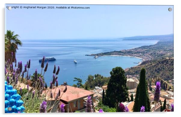 Taormina Bay Sicily Acrylic by Angharad Morgan