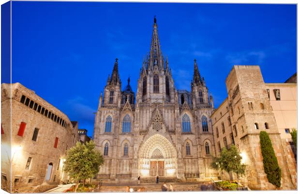 Barcelona Cathedral at Night Canvas Print by Artur Bogacki