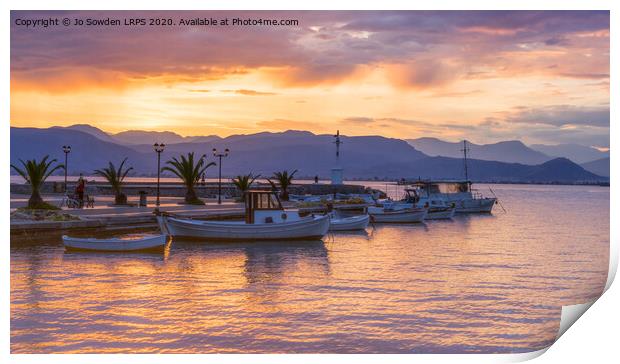 Sunset in Nafplio Print by Jo Sowden