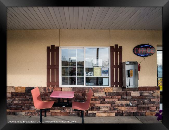 Place to eat outside a small shop in Cannonville near Bryce, Utah Framed Print by Frank Bach
