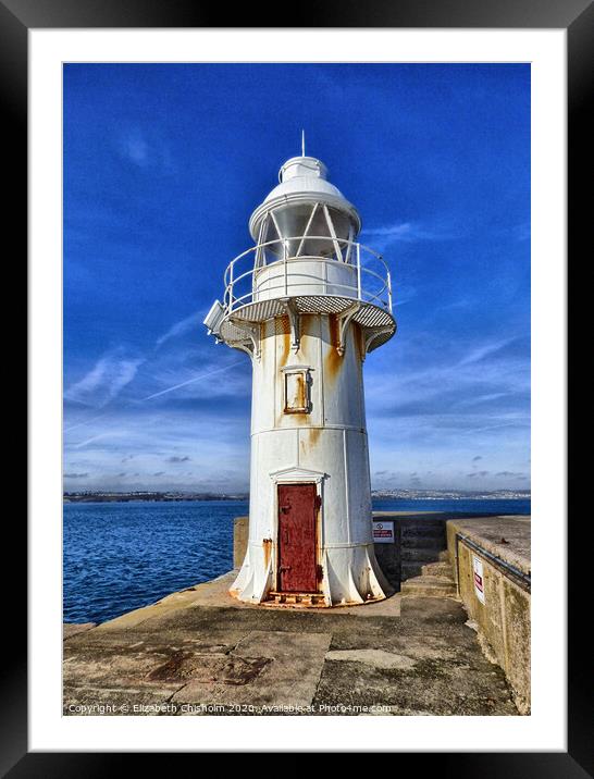 Lighthouse  on Brixham Breakwater Framed Mounted Print by Elizabeth Chisholm