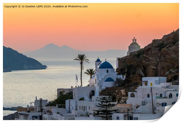 Ios sunset, Greece Print by Jo Sowden