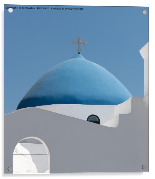 Greek Church, Ios Acrylic by Jo Sowden