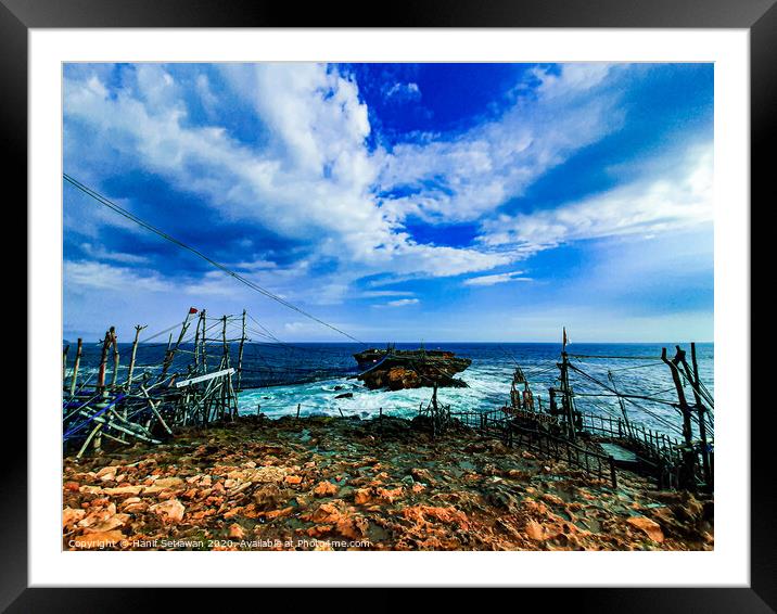 A rock plateau and a rock island in the sea 3 Framed Mounted Print by Hanif Setiawan