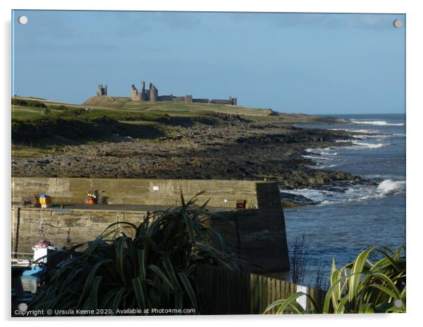 Dunstanburgh Castle from Craster Quay  Acrylic by Ursula Keene