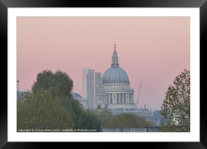 St Paul’s Cathedral in pink  Framed Mounted Print by Ursula Keene