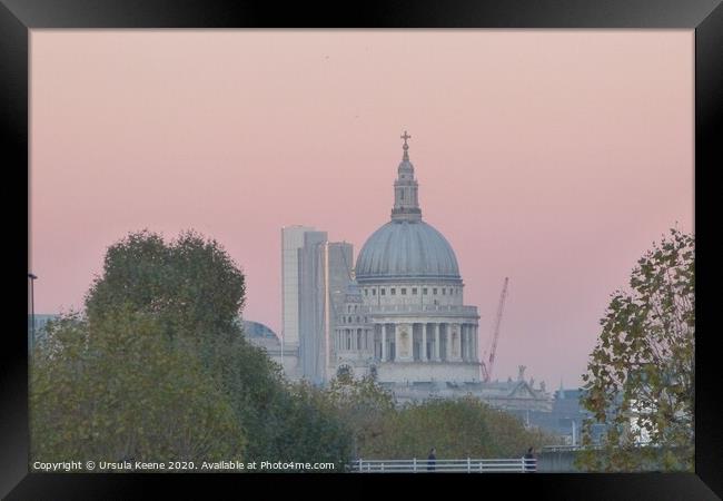 St Paul’s Cathedral in pink  Framed Print by Ursula Keene