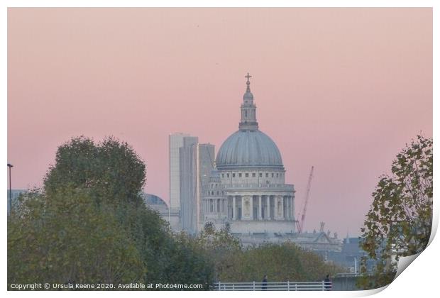 St Paul’s Cathedral in pink  Print by Ursula Keene