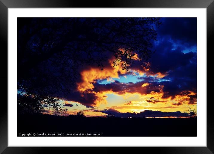 Fire in the sky Framed Mounted Print by David Atkinson
