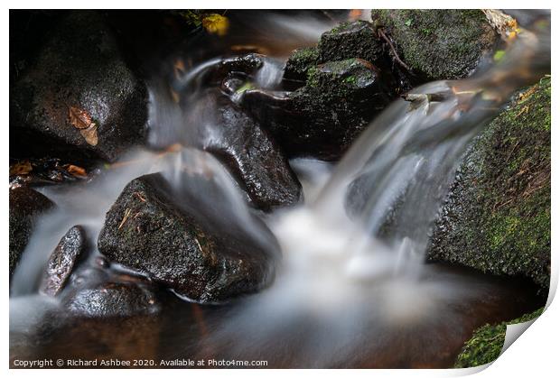 Long exposure of a fast flowing River Rivelin near Print by Richard Ashbee