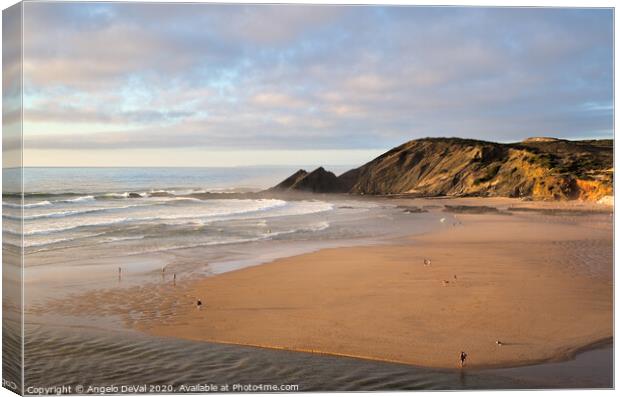 Amoreira Beach Welcoming Sunset 2 Canvas Print by Angelo DeVal