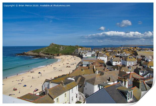 St Ives Rooftops Print by Brian Pierce