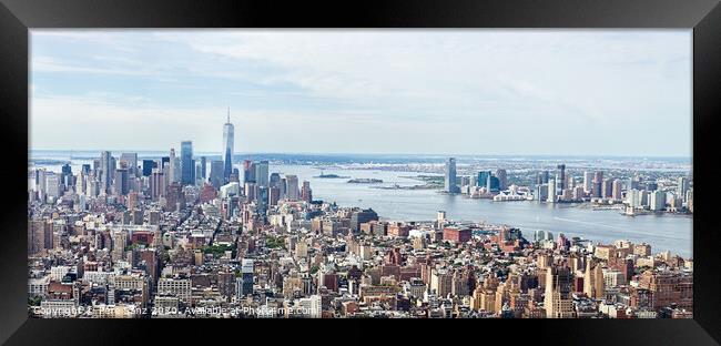 Lower Manhattan Skyline Aerial View, NYC, USA  Framed Print by Pere Sanz