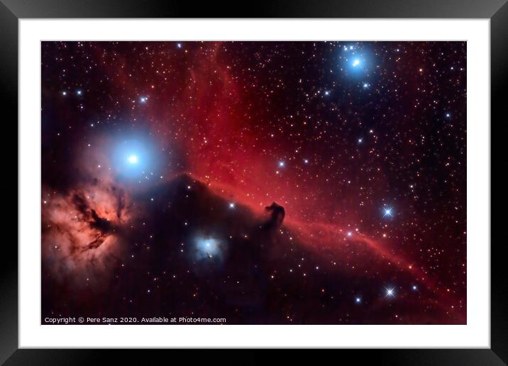 Horsehead Nebula and Flaming Tree  in the Constellation Orion Framed Mounted Print by Pere Sanz