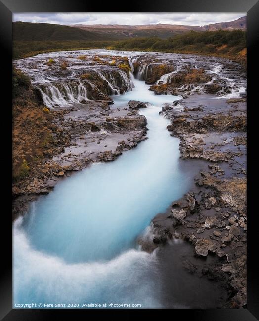 Beautiful Turquoise Bruarfoss Waterfall, Iceland  Framed Print by Pere Sanz