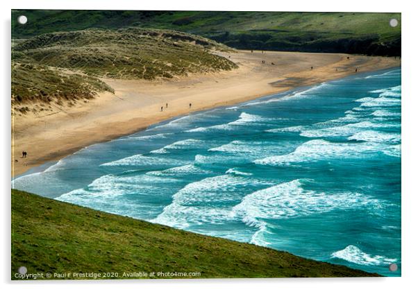 Waves at Holywell Bay  Acrylic by Paul F Prestidge