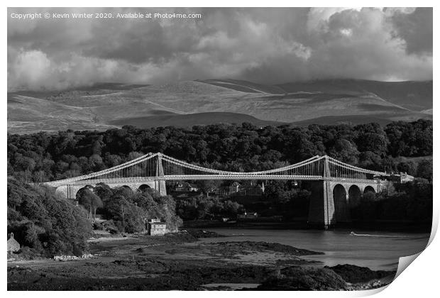 Menai Bridge Black and White Print by Kevin Winter