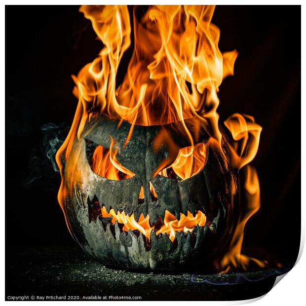 Pumpkin On Fire  Print by Ray Pritchard