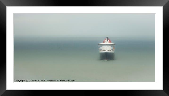 Queen Mary 2 at anchor Framed Mounted Print by Graeme B