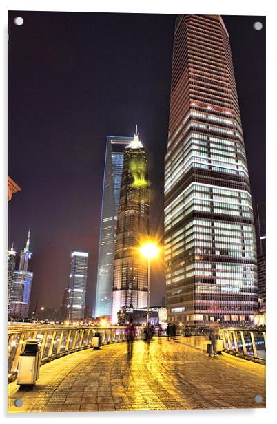 Jin Mao & Shangahi World Financial Centre Building Acrylic by Phil Hall