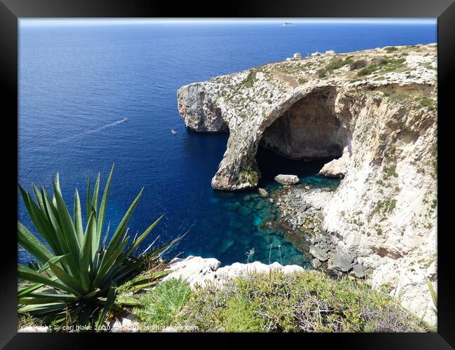 sails at the blue grotto Framed Print by carl blake