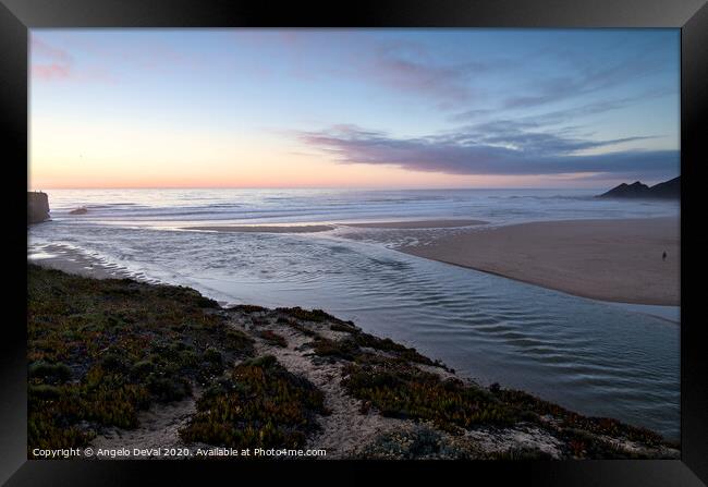 When River Meets Sea in Aljezur Framed Print by Angelo DeVal