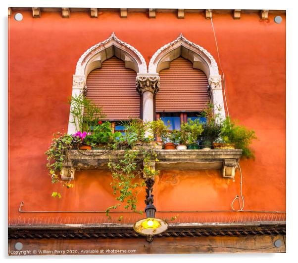 Venetian Windows Neighborhoods Venice Italy Acrylic by William Perry
