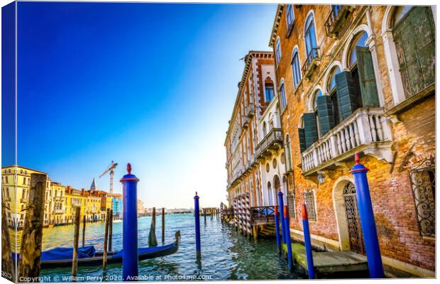 Colorful Boat Grand Canal Venice Italy Canvas Print by William Perry