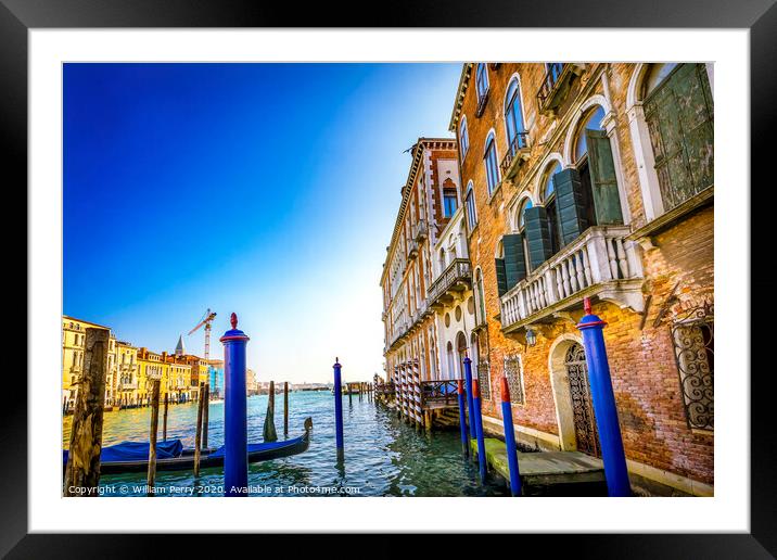 Colorful Boat Grand Canal Venice Italy Framed Mounted Print by William Perry