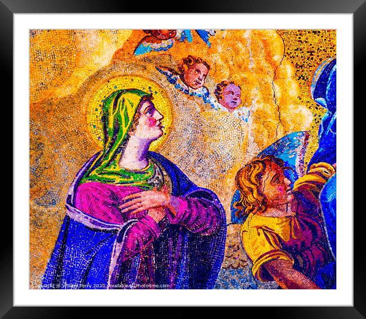 Virgin Mary Mosaic Saint Mark Cathedral Basilica Venice Italy Framed Mounted Print by William Perry