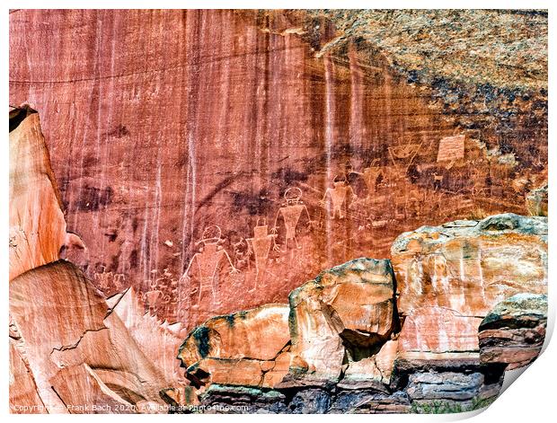Petroglyphs in Fremont Capitol Reef national monument, Utah Print by Frank Bach